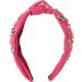 Rhinestone Knotted Headband Valentine's Day Headband Women Acrylic Rhinestone Wide Knotted Headband for Festivals (Rose Red) - Buy Online on GoSupps.com