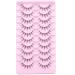 10 Pairs 12mm Wispy Faux Mink Eyelashes | Natural Look Fluffy Spiky False Lashes | Clear Band Invisible Manga Style - Buy Online on GoSupps.com