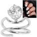 Rhinestone Fingernail Ring - Adjustable Finger Tip Nail Art Charm for Women/Girls - Silver 3053 - Buy Online on GoSupps.com