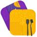 Oouipets XXL lick mat dog & cat (2 pieces with CE) |25x25cm tall leak mat odorless biting festival with 168 extra strong suction cups |Dogs gadget for stress relief & bathing easy to clean violet and yellow