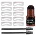 Eye Brows Stencil & Stamp Kit - Eyebrow Stencils For Older Women | 10PCS Brow Card with Brow Powder & 2pcs Brushes | Perfect Eye Brow Stencil Kits for Important Occasion Home Outdoor Beginners Dark Brown