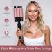 3 Barrel Curling Iron Wand - Janelove 1 Inch Ceramic Tourmaline Hair Waver with Dual Temperature Control - Fast Heating Portable Beach Curling Iron in Pink - Buy Online on GoSupps.com
