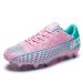 LEOCI Soccer Cleats for Men's and Women's Outdoor Unisex Football Shoes Firm Rugby Boots 4.5 Pink-aquamarine