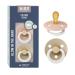 BIBS COLOUR SIMMETRICAL GLOW Schnuller 2-pack BPA-free.Lights up in the dark symmetrical nipple.Natural rubber/latex made in Denmark.Size 1 (0-6 months) Blush Glow / Vanilla Glow 0-6 months (2 Series Pack) Blush Glow / Vanilla Glow