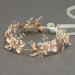 SWEETV Gold Bridal Headband Crystal Flower-Leaf Bridal Headpieces for Wedding Hair Accessories for Brides Pearl Hair Vine