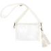 Mkono Clear Crossbody Purse Stadium Approved Bag, Clear Concert Purse with Macrame Wrist Strap and Tassel Small Transparent Wristlet Shoulder for Sport Events Concert Park, Travle Makeup Bag