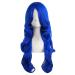 MapofBeauty 24 inch/60cm Sexy and Charming Side Bangs Length Curly Wig (Navy Blue)