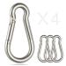 sprookber Stainless Steel Carabiner Spring Snap Hook - 304 Stainless Steel Heavy Duty Clips, Set of 4 2.25 Inch