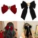HairBarrettes-Black-red-velvet Luxury Velvet Hair Bow Clip for Thick or Curly Long Hair - Premium Hair Accessories