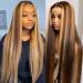 Highlight Ombre Lace Front Wig Human Hair 13x4 HD Transparent 4/27 Honey Blonde Lace Frontal Wigs Pre Plucked with Baby Hair 150% Density Straight Lace Front wigs Human Hair Colored 22 Inch 22 Inch 13x4 Ombre lace front ...