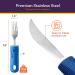 Special Supplies Adaptive Utensils Set for Hand Tremors, Arthritis, Parkinson's & Elderly Use - 5-Piece Non-Weighted Kitchen Set with Non-Slip Handles - Stainless Steel Knives, Fork, Spoons - Blue - Buy Online on GoSupps.com