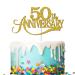 Tenhaisi Glittery Gold Happy 50th Anniversary Cake Topper Hello 50 Wedding Party Decorations Cheers to 50 Anniversary Birthday Party Supplies
