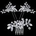 3 Pieces Crystal Bride Wedding Hair Comb Silver Bridal Hair Pieces Rhinestone Hair Side Comb Pin Hair Accessories for Women and Girls
