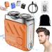 Beard Shaver Traveler Mini and Portable Suitcase Design Double-Ring Magnetic Cutter Men's Favorite Portable Mini Electrict Shaver PX7 Waterproof Razor Pocket Size USB Rechargeable (Orange)
