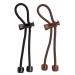 Pulleez Sliding Ponytail Holder  Set of 2 - Acrylic Charms - Black/ Brown Elastic Hair Ties
