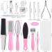 Footfire 16-Piece Pedicure Set - Premium Foot Care & Corn Removal for Men & Women - Perfect Rasp Files & Tools - Pink - Buy Online on GoSupps.com