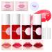 Lip Tint Korean Stain Set  4 Colors Tinta Para Labios Water Long Lasting Waterproof Easy Apply Plumping Lip Moisturizing Mini Lipstick(Apple & Strawberry &Watermelon& Cherry)