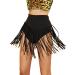 Verdusa Women's Elastic High Waisted Fringe Tassel Shorts Booty Dance Bottom Medium Black