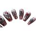 PN-005 Press-On Nails Reusable False Nails Gothic Skull Scary Halloween Glamour Fingernails Painted 10 Pieces Rhinestones Red - Buy Online on GoSupps.com