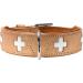 HUNTER SWISS dog collar leather high quality Swiss cross 50 (SM) natural/beige natural/beige 50 (SM) Collar