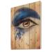 DesignQ Close Up Of An Eye With Blue Fantasy Make Up Modern & Contemporary Wood Wall Decor Blue Wood Wall Art Large People Wood Wall Panels Printed On Natural Pine Wood Art