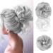 Hair Bun Extensions Hairpiece Hair Rubber Scrunchies Curly Messy Bun Wavy Curly Hair Wrap Ponytail Chignons Bridal Hairstyle Voluminous Wavy Messy Bun Updo Hair Pieces with Hair Rope and Hairpin Grey Hair Ring With Braid - Grey