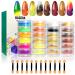 Prreal 24 Color Pigment Nail Powder Colorful Iridescent Glitter Ultrafine Luminous Pearlescent High-Gloss Halo Powder Nails Pigments Dust 3D DIY Nail Art Decoration(Color C )