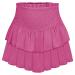 LAEMILIA Womens Elastic Waist Flared Short Skirt Floral Print Pleated Mini Skater Skirt with Drawstring M 02-rose Red
