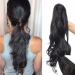 Claw On Ponytail Extension Matte Material 18 Inch/45cm Curly Wavy Clip In Pony tail Synthetic Hairpiece Natural Black 18 Inch Natural Black