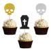 MonMon & Craft Skull Cupcake Toppers/Death to My 20s 30s 40s 50s Cupcake Toppers/Farewell Sweet Youth/RIP 20s 30s 40s Birthday Party Decorations/Glitter - 24 Pcs