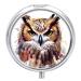 Pill Box Pill Case 3 Compartment Travel Pill Box Watercolor Cool Owl Head Printing Small Pill Box Portable Medicine Pill Case Pill Organizer for Purse & Pocket for Travel Handbag (Round)