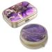 Pill can box with mirror retro small pill box for wallet or bag bronze pill box or vitamins fish oil dietary supplements pills contain travel gifts (2 pieces) 2 Piece 2Pcs-Purple Gold Marble