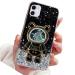 Rnrieyta Magon B r Astronaut Stander Shell Glitzer for iPhone 12 Cute girls thin crystal protective cover Treisand bling transparent case bumper with astronaut holder kickstand black iPhone 12 black
