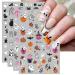 JMEOWIO 8 Sheets Halloween Nail Art Stickers Decals Self-Adhesive Cute Ghost Pink Pumpkin Nail Supplies Nail Art Design Decoration Accessories