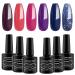 LagunaMoon Gel Nail Polish Set - 6 Colours Pink Purple Blue Black High-Shine Kit Nail Gel Polishes for Salon Quality DIY Manicure - UV LED Soak Off Lacquer Kit Varnish Manicure & Pedicure Enchanting | Salon-Grade Polish