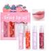 KTouler 4 Pcs Fruit Lip Oil Set Lip Gloss Crystal Jelly Liquid Lipstick  Set Moisturizing Hydrating Non-Stick cup Long Lasting Lip Kit for Women and Girl