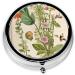 Floral in The Old Book Round Pill Box - 3 Compartment Mini Decorative Travel Medicine Organizer - Buy Online on GoSupps.com