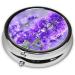 Purple Lavender Flowers Mini Round Pill Box | 3 Compartment Portable Organizer for Travel & Home - Buy Online on GoSupps.com