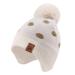 XIAOHAWANG Knitted Baby Hat Winter Warm Boys Girls Beanie Fleece Lining Toddler Kids Hat with Pompom 4-7 Years Beige Dot Hat