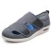 COITROZR Diabetic Slippers Bandage Shoes Extra Wide Adjustable Velcro Leisure Shoes Walking Shoes Rehab Sandals for Seniors Diabetics and Hallux Valgus 12 Grey