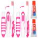 Nuen 2 pieces portable soft toothbrushes travel toothbrush foldable camping toothbrush with soft bristle mini foldable travel toothbrush with toothpastes for adults (pink foldable) foldable pink