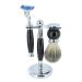 Complete 5Pc Classic Shaving Kit for Mens 3 Edge Razor Black Badger Hair Brush Bowl Soap and Alum