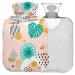 NAANLE heat bottle with reference tropical palm leaves Transparent hot water bottle 1l of heat head for menstrual cramps pain relief handfoots heat and cold therapy