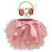 HOOLCHEAN Baby Girls Soft Tutu Skirt and Flower Headband Sets with Diaper Cover 2-3 Years Dusty Pink
