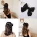 Bow Hair Clip Set for Women - 2pcs Big Bowknot Hairpins with Ribbon | French Hair Barrettes in Solid Black White | Soft Satin Silky Hair Accessories for Girls - Buy Online on GoSupps.com