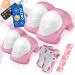CRZKO Kids/Teenager Protective Gear, Knee Pads and Elbow Pads 6 in 1 Set with Wrist Guard and Adjustable Strap for Rollerblading Skateboard Cycling Skating Bike Scooter PINK S(33 to 44 lbs)