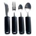 Gima - 4 -part cutlery set with gripping aid for seniors or disabled people Fork knife spoon and teaspoon Wide slippery rubber grip with grip to support the gripping.Classic