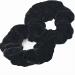 AADYA PAIR OF EXTRA LARGE (15CM) VELVET HAIR SCRUNCHIES ELASTIC SCRUNCHY HAIR BOBBLES (BLACK)
