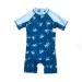 BONVERANO Baby Boy All-in-one Sunsuit/Swimsuits upf 50+ Sun Protection S/S Swimming Costume with Cap. 2-3 Years Coconut Tree