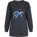 Warm Fleece Women's Ocean Print Sweatshirt Pullover | Loose Fit Tunic Top XX-Large Dark Gray - Buy Online on GoSupps.com